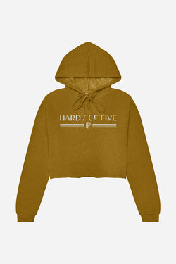 Hardy Of Five Women's Mustard Yellow Classic Logo Crop Top Hoodie