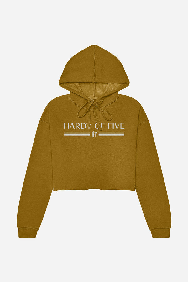 Hardy Of Five Women's Mustard Yellow Classic Logo Crop Top Hoodie