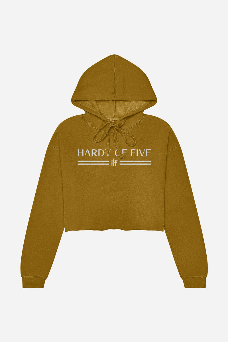 Hardy Of Five Women's Mustard Yellow Classic Logo Crop Top Hoodie