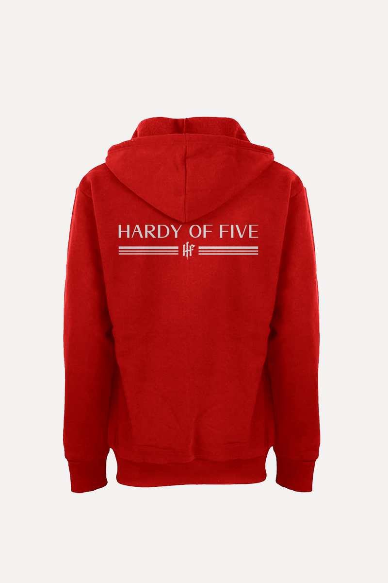 Hardy Of Five Red And White Classic Logo Hoodie