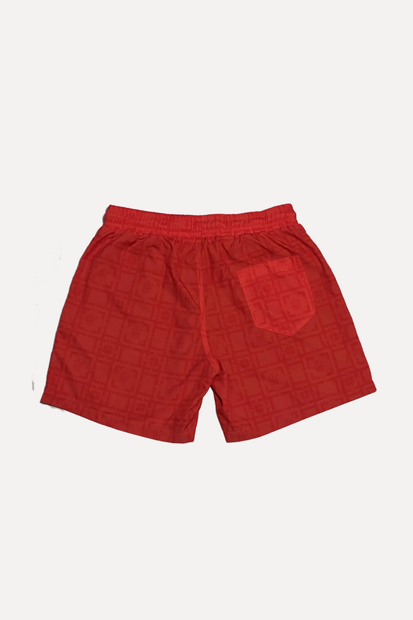 Hardy of Five Red Monogram Nylon Shorts