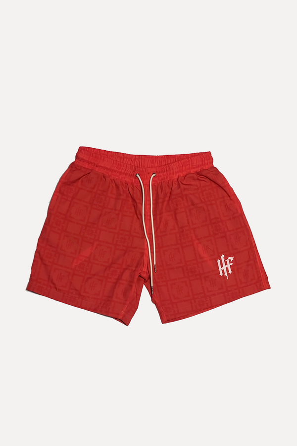 Hardy of Five Red Monogram Nylon Shorts