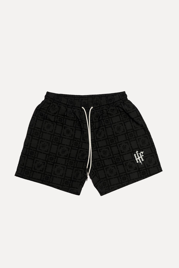 Hardy of Five Black Monogram Nylon Shorts