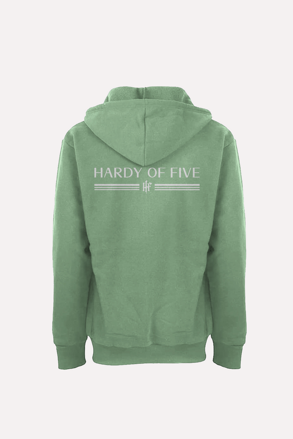 Hardy Of Five Teal And White Classic Logo Hoodie